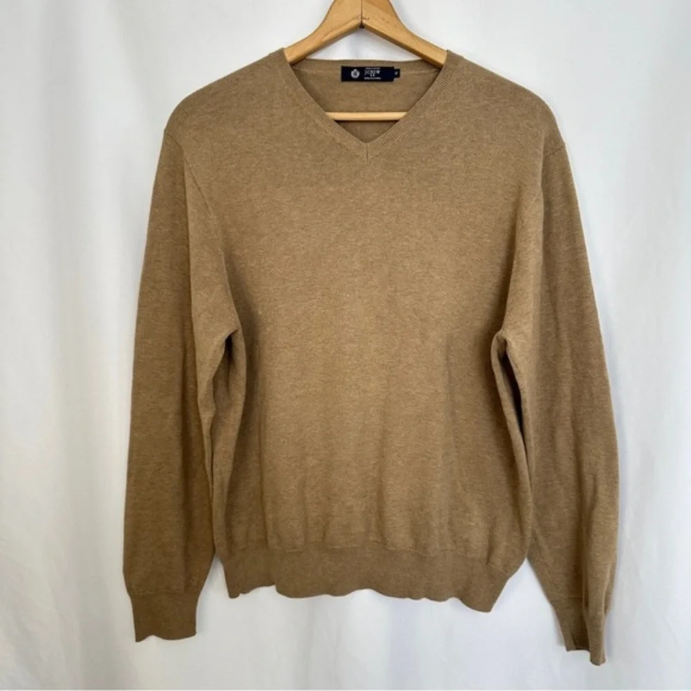 J. Crew Sweater Mens XL V-Neck Brown Cotton‎ Pullover Academia Casual